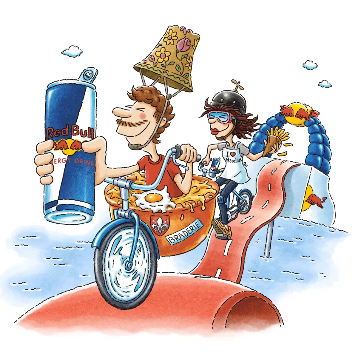 Illustration des cyclistes Red Bull Vél'Eau